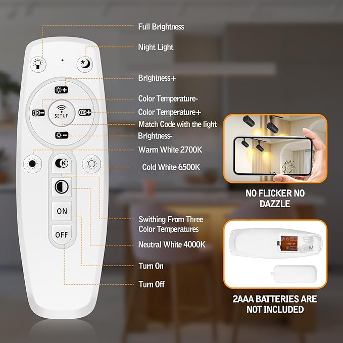 【2025 Upgraded】10-Color Zoomable 12W LED Track Lighting Head Dimmable H Track Light Remote Control Bright Rail Ceiling Spotlight Fixtures for Accent Art 2700K~6500K 15°~60° CRI90 1200lm black 4 Pack