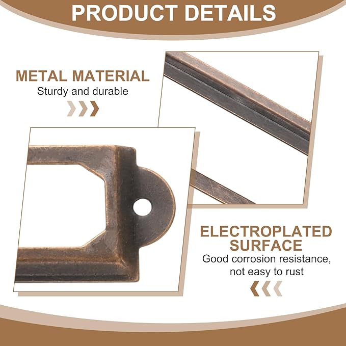 PATIKIL 70x33mm Metal Label Holders, 30 PCS Label Name Card Tag Frames with Screws for Office Library File Cabinets Shelves Wood Drawers Fabric Bins, Red Bronze