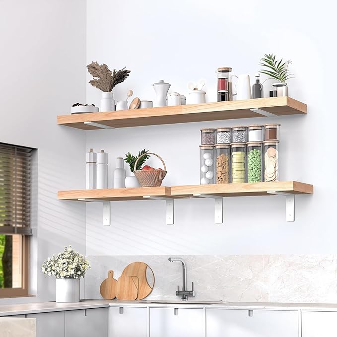 White Floating Shelf Bracket 6 Inch, 6 Pack Heavy Duty Shelf Brackets, Wall Shelf Bracket for DIY Decorative with Mounting Hardware