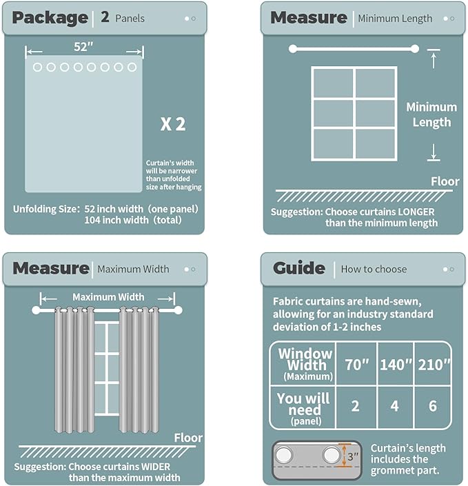 BGment Room Darkening Curtains 54 Inches Long - Grommet Thermal Insulated Drapes Window Treatment Curtains for Bedroom, 2 Panels, 52 x 54 Inch, Greyish Blue