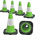 6 Pack 12" Inch Green PVC Traffic Cones with Heavy-Duty Base, High-Visibility All-Weather Safety Cones for Road Construction, Parking Lot, and Garage Use (6, Green, 12" Small)