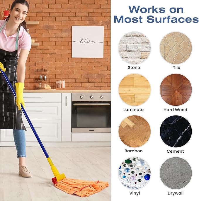 Matthew Cleaning Microfiber Tube Mop(Meduim,Orange,6Pack) Heavy Duty Mop Head Replacement,Excellent Absorbency,Premium launderability,Reusable,Loop end for Home,Commercial and Industrial Use