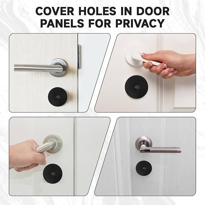 3 Sets Door Hole Cover Plate, Door Knob Cover Door Knob Plate 2-5/8" Diameter Black Door Knob Covers Door Hole Filler Plate for Home Security (3, Black)
