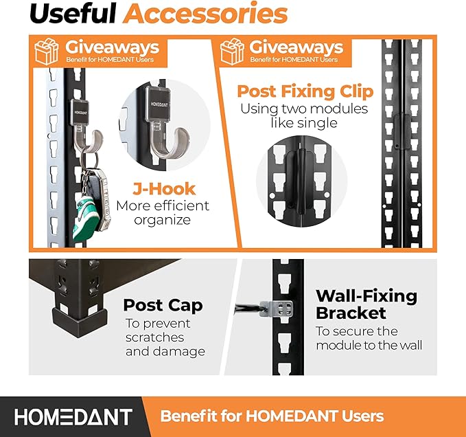 HOMEDANT 28" W 5 Tier Heavy Duty Garage Shelving Adjustable Metal Rack Storage Shelves Standing Shelf Unit Organizers Pantry Closet Black 1Pack