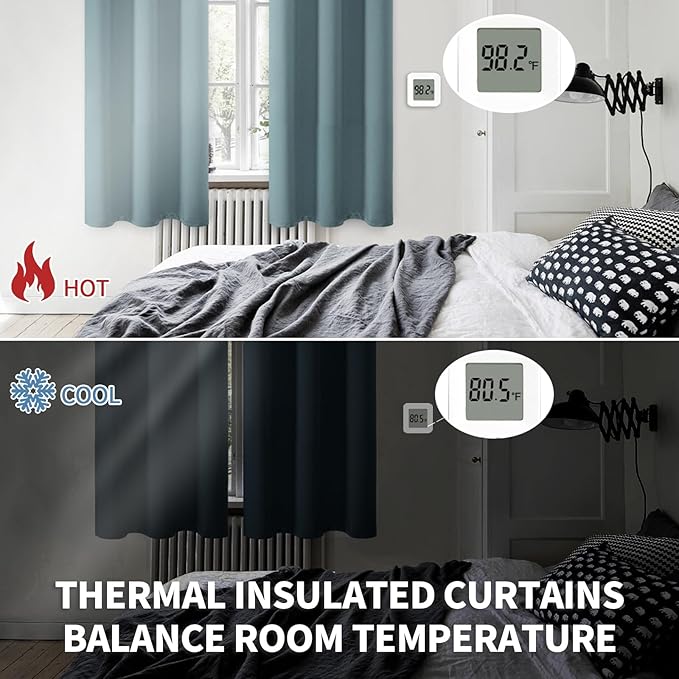 BGment Room Darkening Curtains 84 Inches Long - Grommet Thermal Insulated Drapes Window Treatment Curtains for Bedroom, 2 Panels, 52 x 84 Inch, Stone Blue