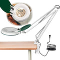 10X Magnifying Glass with Light and Stand,LED Dimmable Lighted Desk Lamp with Clamp,Magnifier Hands Free-Adjustable Stainless Steel Bracket,for Crafts Hobbies Reading Painting Sewing Close Work