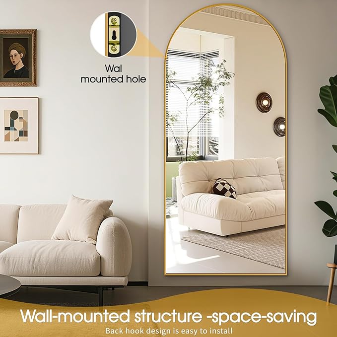 71"x30"Floor Mirror Full Length,Arched Full Length Mirror with Stand,Full Body Mirror,Hanging or Large Leaning for Bedroom Living Room Gold