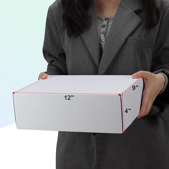 MEBRUDY 12x9x4 Shipping Boxes, 20 Pack White Literature Mailer Corrugated Cardboard Box for Small Business Mailing Packaging