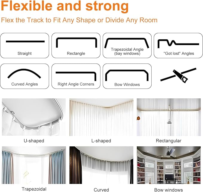 Room Divider Curtains Flexible Ceiling Tracks set Curtain track Ceiling Mount Blackout Curtain for Living Room Bedroom Ceiling Curtain Rod Privacy Dividers Panels W180 x H96 Khaki Drape & Black rail