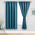 JIUZHEN Blackout Curtains for Bedroom - Thermal Insulated Room Darkening Noise Reducing, 52 x 63 Inch Length Curtains for Living Room, Set of 2 Panels with Tiebacks, Stone Blue