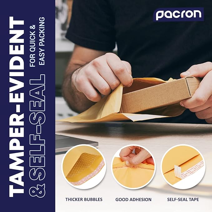 Kraft Bubble Mailer - 500 Pack 4x8 Inch, Padded Shipping Envelopes - Bulk Yellow Padded Mailing Envelopes for Mailing Documents & Much More (Made in USA)