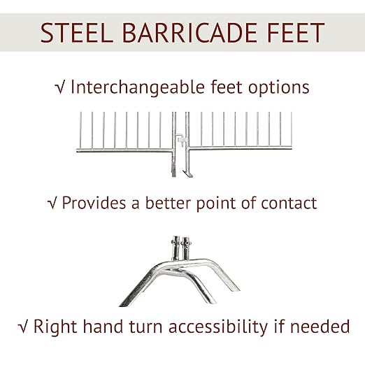 Angry Bull Barricades Metal Interlocking Steel Barricade (8.5 Ft. Heavy Duty, Bridge Feet, Red Powder Coated, Set of 10)