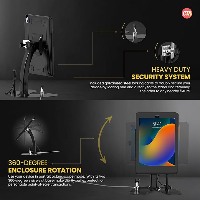 Dual POS Kiosk – CTA Dual Security Kiosk Stand for 11” iPad Pro 3rd and 4th Generation Tablets for Retail Point of Sale (PAD-ASK11B)