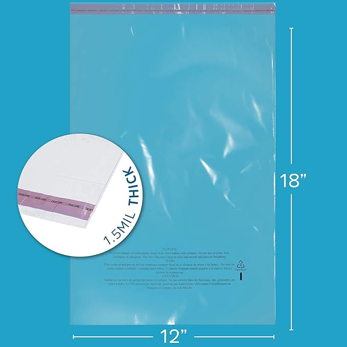 12" x 18" Self Seal Resealable Poly Bags - Case of 2000, Peel & Seal Reclosable Polybags with suffoaction Warning and Adhesive Strip for Packaging & Shipping Clothes, Shirts & More - GPI