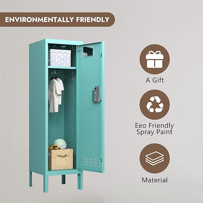 Metal Kids Locker,Metal Cabinet Storage Lockers,Lockable for Employees with Door,54" Height Steel Locker,Lockable Steel Locker for Children's Room, Playroom, School,Gym