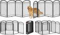 Full Metal Free Standing Dog Gate with Door for Indoor Outdoor,192'' Extra Wide 32'' Tall Dog Gates for Doorways,Large Openings,Decks,Freestanding Portable Pet Fence(8 Panels,Black)