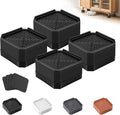 Furniture Risers Bed Risers - Rectangular Adjustable Block Riser for Raising 1.5-3 In. & 4.3 In. Beds, Tables, Sofas, Refrigerators, Washers - Up to 4,000 Pounds (Black, One Layers 1.5inches)