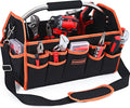 16 Inch Tool Bag, Electrician Tool Bag, Open Top Tool Bags, 26 Pockets Can Hold Many Tools, Steel Handle and Removable Shoulder Strap