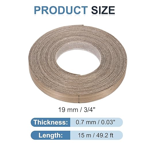 PATIKIL Walnut Edge Banding, 3/4 in x 49.2 ft Wood Veneer Tape, Pre-glued Flexible
