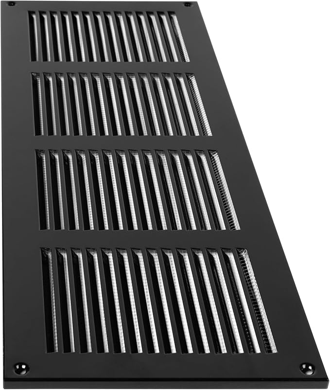 Repa Market Air Vent Cover 16x6 Inch (Outer Dimensions) Black Galvanized Steel Louvered Grill Cover with Mesh Screen/Wall or Ceiling Vent/HVAC Register for Indoor and Outdoor Ventilation