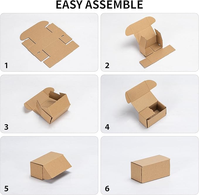 RLAVBL 4.6x2.2x2.2 Small Shipping Boxes Set of 100, Brown Corrugated Cardboard Box, Mailer Box
