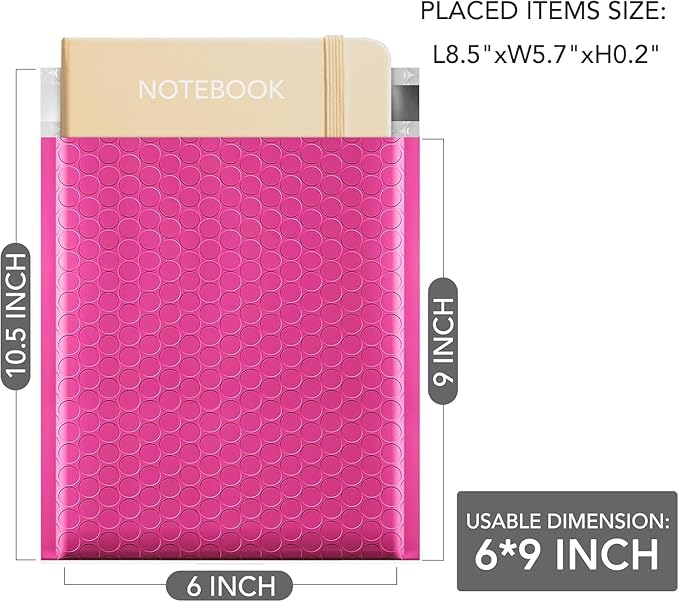 GSSUSA Pink Bubble Mailers 6x10 Small Padded Envelopes 9600 Pack,1 Pallet,Strong Adhesion Shipping Mailer Self-Seal Bubble Envelopes for Small Business