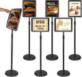 HUAZI Sign Stand Holder 6PACK Floor Sign Holder with Base for 8.5x11 inches,Both Vertical & Horizontal View Displayed,Snap-Open Frame with Safety Corner for School Church,Black