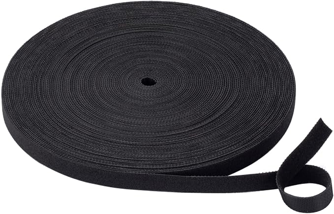 Cable Ties Reusable Straps Cable Wire Management Roll Black Fastening Double Sided Hook and Loop Tape 25Yard(3/4 inch)