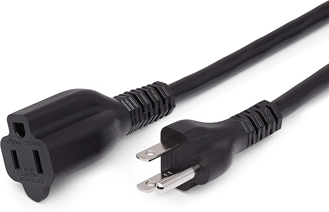 Amazon Basics Extension Cord, 13 Amps, 125V, 25 Foot, Black - Pack of 2