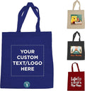 DISCOUNT PROMOS Custom Cotton Canvas Tote Bags Set of 1, Personalized Text, Logo, Picture - Reusable, Great for Shopping, Grocery, Beach, Picnic, Wedding Favors - Royal Blue