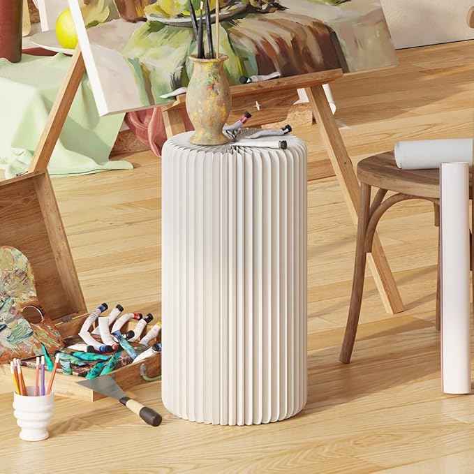 Cylinder Stands for Party,White Paper Display Stand,Reusable,Waterproof and Foldable Cylindrical Pedestal,Suitable for Event Scenes such as Parties and home Decoration,Bearing 660 Pounds