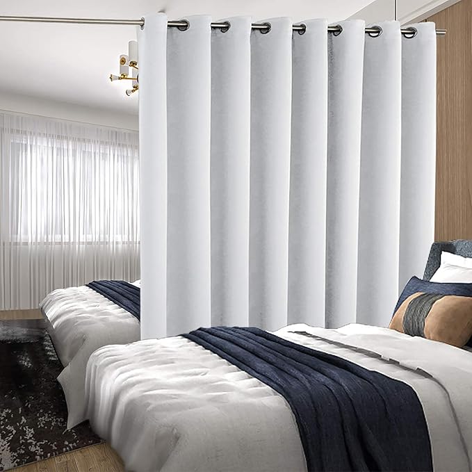 BGment Large Room Darkening Blackout Curtains Fashion Sliding Door Curtain 180 X 96 Inches, Wide Thermal Room Divider Window Curtain, 1 Panel, Greyish White, 96 Length X Wide 180