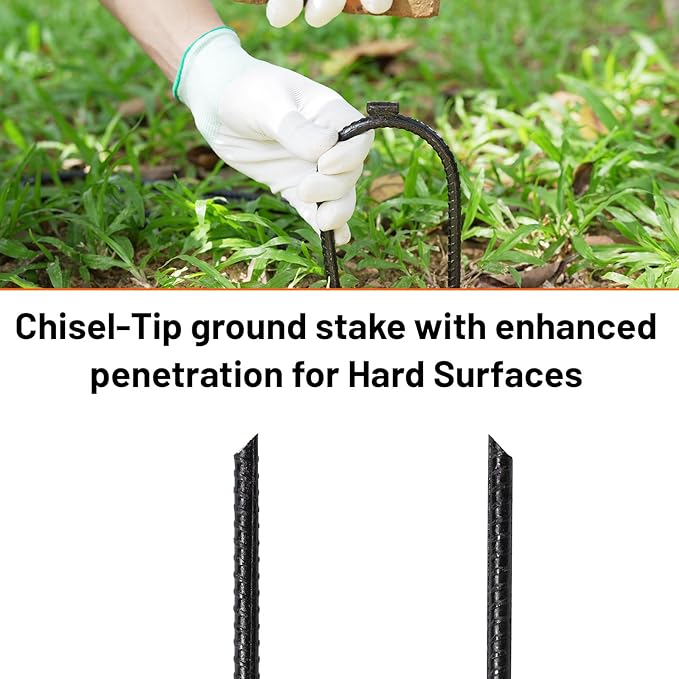 Extra-Large Heavy Rebar Trampoline Wind Stakes with Flat Welded Head,12’’x3’’x0.32’’ Trampoline Stake, Ground Anchor for Securing Trampoline, Tents, Fences, Tarps, Garden Cloth, Hoses (16)