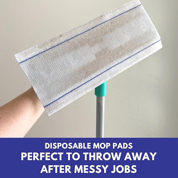 Don Aslett Disposable Mop Pads (24", 10-Pack) 5-inch Wide Replacement Floor Mop Pads for Wet or Dry Multi Surface Cleaning | Extra Thick Single-Use Mop Pad Refills for Cleaning Dust and Pet Hair