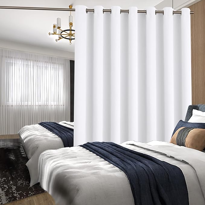 BGment Fashion Sliding Door Curtain 100 X 84 Inches, Wide Room Darkening Room Divider Window Curtain Thermal Blackout Curtains, 1 Panel, Pure White, 84 Length X Wide 100