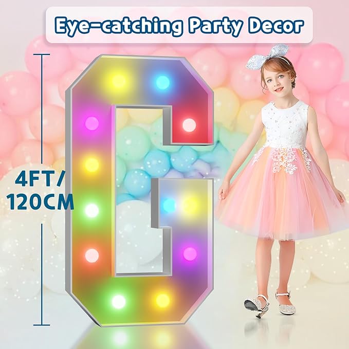 imprsv 4FT Colorful Marquee Letters G, 18 Colors Large Light up Letters Alphabet Sign with Remote, Large Marry Me Sign, Birthday Party Decorations Anniversary Wedding Decoration