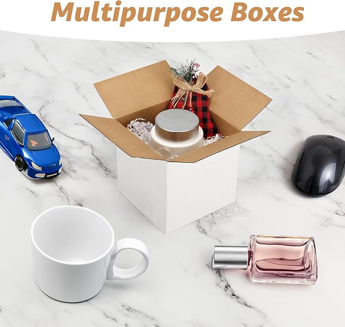 Calenzana 4x4x4 Shipping Boxes Set of 40, White Corrugated Cardboard Box for Mailing Packing Gifts Small Business