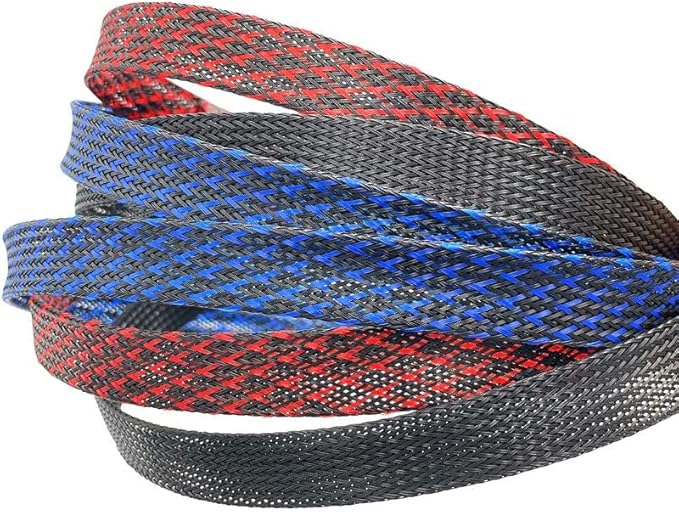 100Ft-1inch PET Expandable Braided Wire Sleeving,Wire Loom Cable Sleeve for TV,Computer,Home Theater,Automotive,Home Industrial,Electrical Wires,Chemical,Protect Cat from Chewing Cords,Black