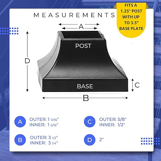 Deck Post Base Cover Durable, Snap-Together Shoe Base Instantly Transforms Hand & Stair Rail Feet Porch, Stair & Deck Brackets Cover UV-Resistant ABS Plastic (Black)