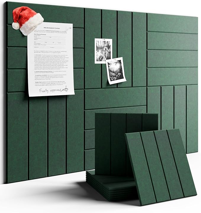 Large Felt Bulletin Board 36"x24" Cork Board Alternative - 6 Pack with 40 Safe Removable Adhesive Tabs, Cork Boards for Walls Cork Board for Home Office Classroom Pin Board- Pine Green