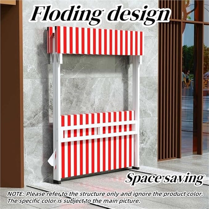 Foldable Food Cart for Business, Lightweight Farmers Market Stalls with Awning, Vendor's Stall Kiosk for Sale Hot Dog, Ice Cream, Food(Pink,47.2in)