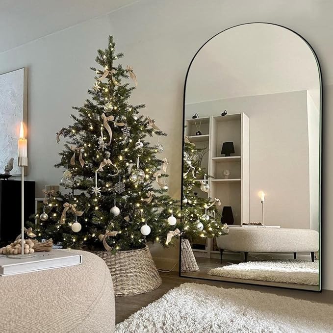 76"x34"Floor Mirror Full Length,Arched Full Length Mirror with Stand,Full Body Mirror,Hanging or Large Leaning for Bedroom Living Room Black