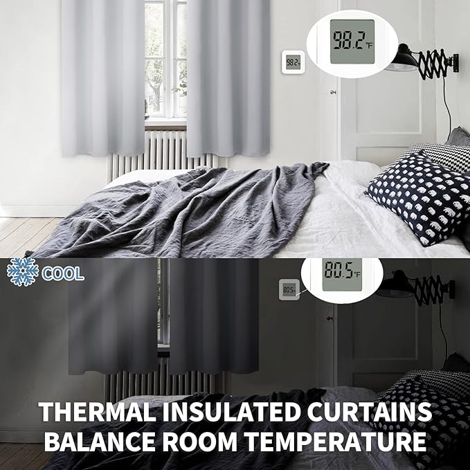BGment Room Darkening Curtains for Bedroom - Grommet Thermal Insulated Window Treatments Light Blocking Curtains for Living Room, Set of 2 Panels, Each 46 x 72 Inch, Light Grey