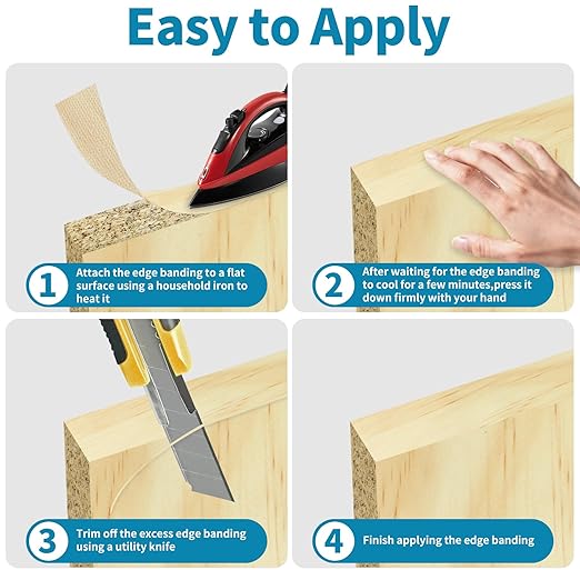 Skelang Pine Edge Banding, 2" X 50' Wood Strip Preglued, Iron on Veneer Edging Tape for Shelves, Cabinets, Coffee Table