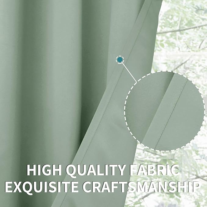 BGment Frosty Green Sliding Door Curtain 120 Inch Long - Wide Room Darkening Room Divider Curtain for Bedroom Privacy Themral Insulated Grommet Room Separator Drape Spring Decor, 1 Panel, 100 X 120