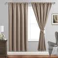 JIUZHEN Blackout Curtains for Bedroom - Thermal Insulated Room Darkening Rod Pocket Curtains for Living Room, Set of 2 Panels with Tiebacks, 60 x 72 Inch Length, Camel