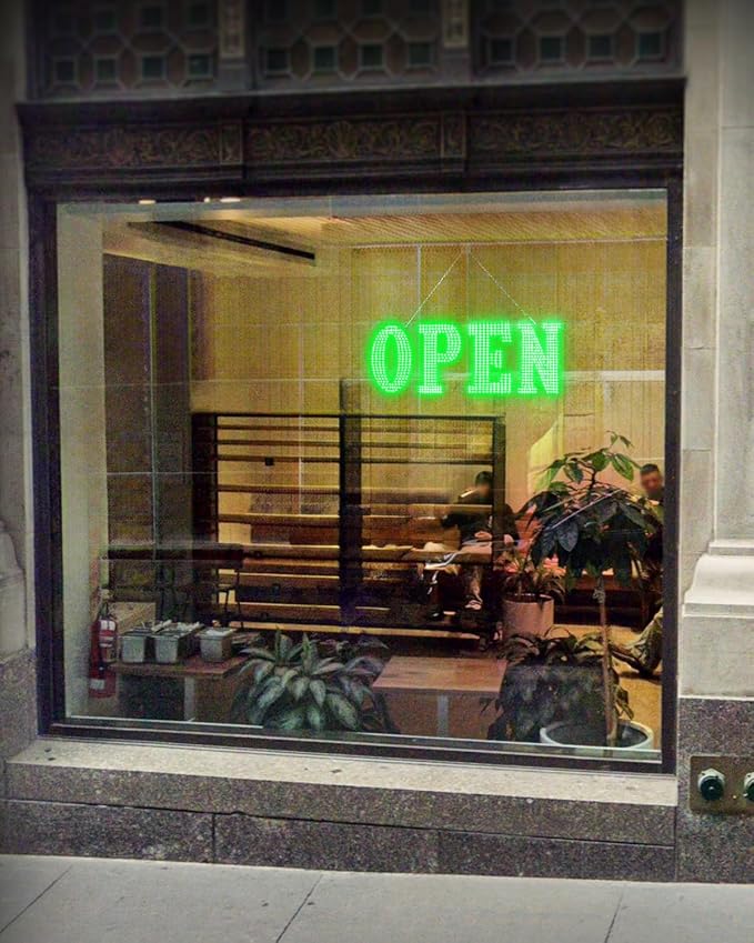 30"x10" Large LED Open Sign BT and Remote Control Open Signs Super Bright Dimmable Business Open Sign for Storefront Window Bar Salon Cafes Retail Shops Green