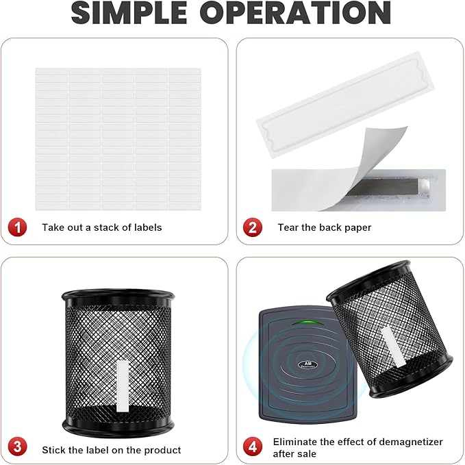 5000 Pieces of 58 kHz Acousto-Magnetic (AM) Security Tag Labels, Compatible with 58 kHz EAS Systems. Features Simulated Barcodes