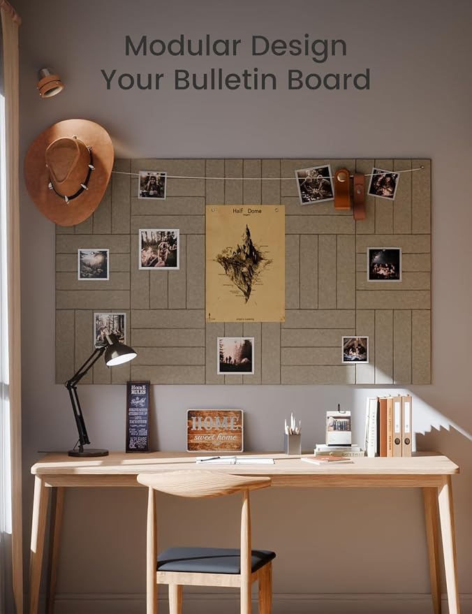 Large Felt Bulletin Board 36"x24" Cork Board Alternative - 6 Pack with 40 Safe Removable Adhesive Tabs, Cork Boards for Walls for Home Office Classroom Pin Board-Earth Brown