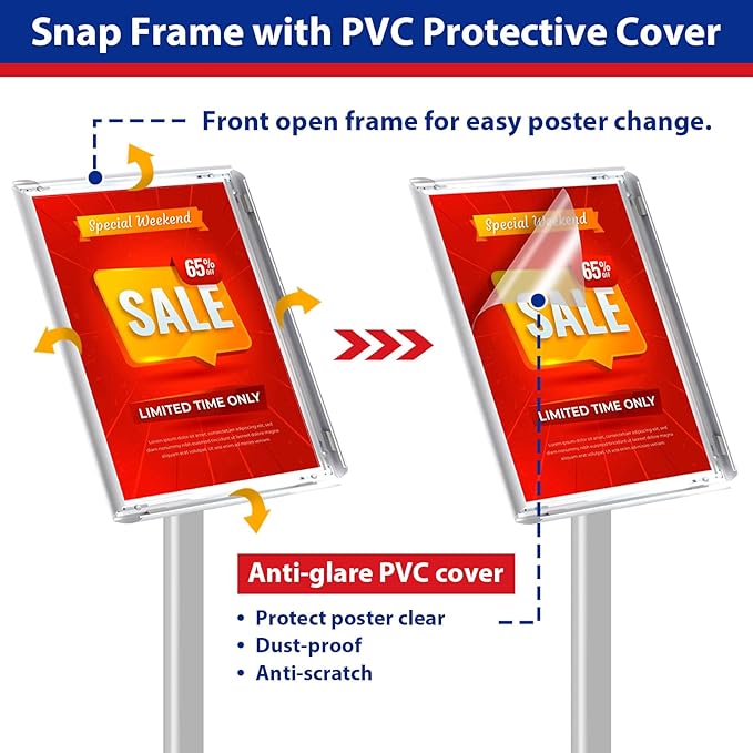 Sign Stand 11x17inch Pedestal Sign Holder Poster Stand 3Packs Adjustable Floor Standing Sign Holder with Heavy Duty Display Stand for Indoor Outdoor Business Store Sign Holders(Silver)